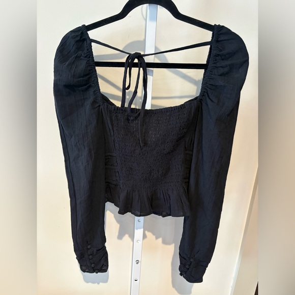 Free People Black Long Sleeve Crop Top - Picture 4 of 5